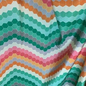 Shower Curtain Multicoloured Hexagons Retro Style Vintage Look 100% Polyester